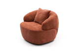 360&deg Swivel Mid Century Modern Curved Sofa, 1-Seat Cloud couch Boucle sofa Fabric Couch, Orange W876P199948