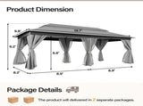 Patio Gazebo 10'x20', Outdoor Heavy Duty Party Tent Shelter With Double Roofs, Mosquito Nettings And 57887178