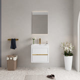 24" Wall-Mounted Bathroom Vanity with Sink, Floating Bathroom Storage Cabinet with Stone Resin W1573P211171