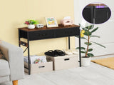 Industrial Console Table with Charging Station, 31.5 Inch Narrow Entryway Table with 2 Fabric 73741676