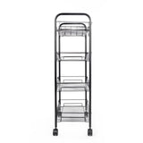 Exquisite Honeycomb Net Four Tiers Storage Cart with Hook Black 01157249
