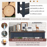 48'' Solid Pine Wood Top Console Table, Modern Entryway Sofa Side Table with 3 Storage Drawers and 2 W120246667