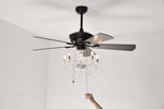 ZUN 52'' Crystal Shade Ceiling Fan Lamp ,3 Speed ,4 Timing , 5 Reversible Blades Crystal Ceiling Fan W1592P253975