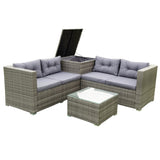 ZUN 4 Piece Patio Sectional Wicker Rattan Outdoor Furniture Sofa Set with Storage Box Grey 65994136