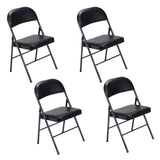 4pcs Elegant Foldable Iron & PVC Chairs for Convention & Exhibition Black 33457557