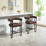 ZUN House Hold Bar Set of 1, Modern Bar Stool with Back, Black Metal Frames, Upholstered Bar W1588P207630