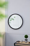 ZUN 20" x 20" Circle Wall Mirror with Wooden Frame and Black Finish, Wall Mirror for Living Dining W2078124341