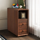 End Table with Drawers, Corner Table with Open Shelves, Tall Side Table for Bedroom and W2593P289144