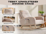 Modern Accent Rocking Chair Rocking Chair with Solid Wood Legs, Upholstered Nursery Glider Rocker, 86838608