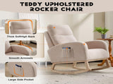 Modern Accent Rocking Chair Rocking Chair with Solid Wood Legs, Upholstered Nursery Glider Rocker, 86838608