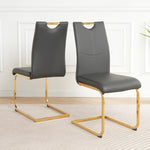 ZUN Modern Charcoal PU dining chair Living room chair upholstered chair, Gold-plated metal chair leg W210P199114