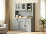 71" Gray Freestanding Kitchen Pantry Cabinet Modern Tall Hutch with Wide Countertop and Custom 84513500