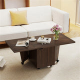 48" Foldable Coffee Table Extendable Center Table With Storage Cabinets & Wheels - Walnut 87117762