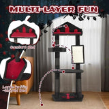 Gothic Cat Tree - 49in Black Cat Tower with Throne Goth Bed, Coffin-shaped Perch, Durable Sisal 99182828