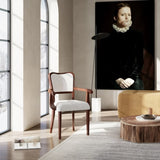 Walnut Finish Upholstered Dining Chairs Set of 2 Traditional Armchairs with Curved Lines, Solid N842P319126D