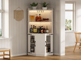 67.3" Corner Bar Cabinet with Power Outlet, Farmhouse Wine Bar Cabinet with Adjustable Shelves for 24661580