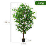 ZUN 6ft Ficus Tree Artificial, Realistic Texture Potted Faux Ficus Tree, Fake Trees Indoor Outdoor for 27073880