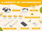 Kids Outdoor Mud Kitchen Playset, Realistic Stoves/Sink with Utensils & Chalkboard for Creative Play 72563983