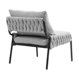 ZUN Modern Accent Lounge Chair with Braided Upholstery and Metal Frame, Comfortable Armchair for Living W2215P252346