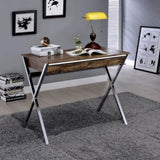 Weathered Oak and Chrome 2-drawer Writing Desk B062P186500