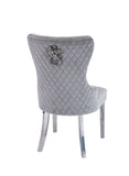 Simba Stainless Steel 2 Piece Chair Finish with Velvet Fabric in Light Gray 808857961150