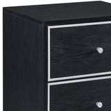 Black and Silver 2-drawer Nightstand B062P185648