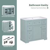 ZUN 36" Bathroom Vanity without Sink, Cabinet Base Only, One Cabinet and Six Drawers, Green WF306253AAG