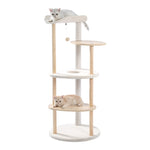 ZUN Multi-Level Cat Tree Modern Cat Tower Wooden Activity Center with Scratching Posts Beige 95146887