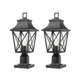 Outdoor Post Light, Black Pole Lantern Lighting Fixture with Pier Mount Base Hard Wired, Outdoor W2714P218535
