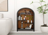 Arched Top Industrial Open Shelf 4-Tier Asymmetrical Dark Freestanding Display Rack for Home & W3123P485378