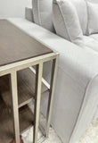 Padena Metal Frame Wood Living Room Chairside Table with Shelf T2574P164635