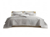 King 3 Piece Cotton Quilt Set Light Gray B035P496601