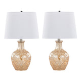 Gloria Round 20" Contemporary Glass Accent Lamp in Clear Champagne Lustre Glass, Chrome Metal and B202P224028