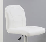 Adjustable stool Chair White Faux Leather Clean Lines Seat Chrome Base Modern Set of 2 Chairs / B011P151352