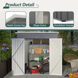 6'x4' Outdoor Metal Storage Shed for Garden Tools Lockable Door With Floor Frame 04885440