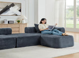 114" Cloud Sectional Couch with L-Shape Chaise, Modular Sofa with Movable Ottoman, Upholstered W1117P371652