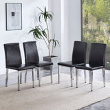 Black PU Backrest Chairs with Silver Metal Legs The Perfect Match for Minimalist and Modern Home W3226P279072