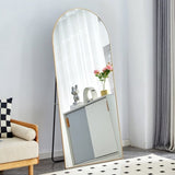 ZUN The 4th generation floor standing full-length rearview mirror. Metal framed arched wall mirror, W1151P147749