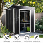 ZUN 6 x 4 FT Outdoor Storage Shed, Metal Garden Storage House with Slanted Roof & Double Sliding Doors 72279813