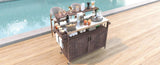 K&K 53.3" Outdoor Kitchen Island with Raised Shelf, Solid Wood Storage Cabinet with Stainless Steel N707P250628Z