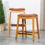 24" Counter Stool, Natural Finish, Saddle Leather Seat B04660609