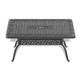 ZUN L59.05*W35.43-inch Cast Aluminum Patio Dining Table with Black Frame and Umbrella Hole W1710P166013