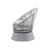 26.7" Modern Silver Wicker Lounge Chair with xianRattan and Iron Frame, Featuring a Stylish Round N767P237032G