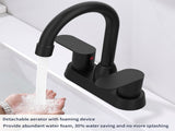 Bathroom Faucet Matte Black 2-Handle Bathroom Sink Faucet 360 Degree High Arc Swivel Spout Centerset 84337541