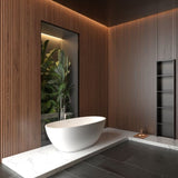 65" Freestanding Solid Surface Bathtub, Luxury Handcrafted Stone Resin Freestanding Soaking Bathtub W1573P178586