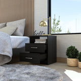 Brookeline 2-Drawer 1-Shelf Rectangle Nightstand Black Wengue B06280324