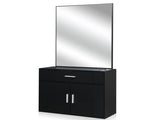 Black Salon Cabinet with Mirror, 1 Drawer & 1 Door, Made of 15mm E0 Matt Particle Board 63058594