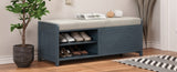 TREXM Distressed Shutter Storage Bench with Acacia Veneer for Retro Charm for Living Room, Entryway N715P196968M