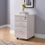 ZUN Mobile Three Drawer File Cabinet, Storage Office Cabinet with Lock in White Oak B107131304