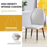 ZUN 4 light gray modern dining chairs with stylish PU patterned backrest and black metal legs for a W1151P188264